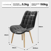 Eetkamerstoelen - Set van 6 - Fluweel - Donkergrijs - MIADOMODO®